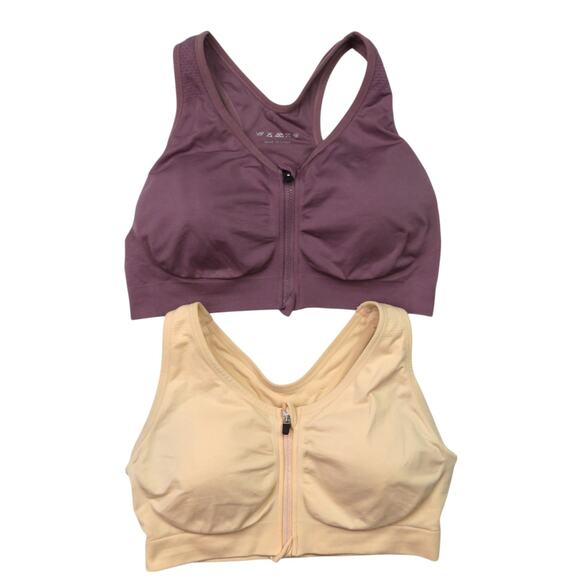 Dream Bra 2 Zip Front Compression Bras Size Large Cream & Purple - Picture 3 of 6